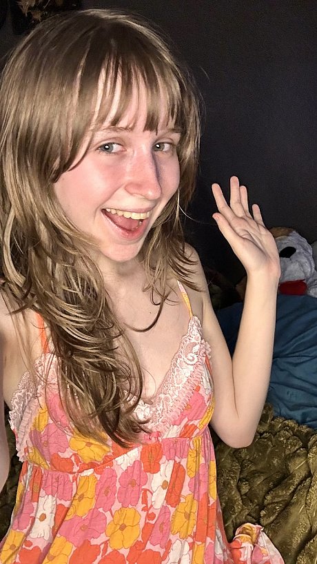 Attractive amateur young Teensy Bella poses seductively in her nightgown - Image 7 of 11  in Teen category   featuring Teensy Bella 