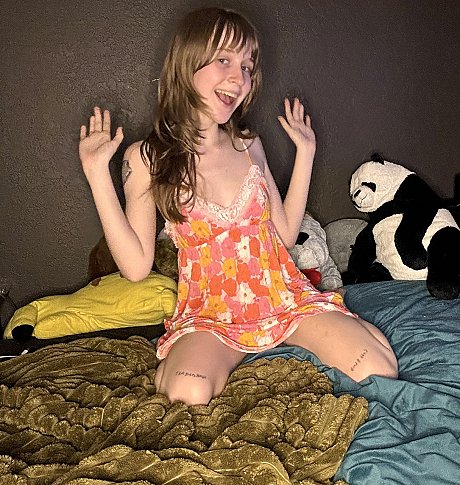 Attractive amateur young Teensy Bella poses seductively in her nightgown - Image 9 of 11  in Teen category   featuring Teensy Bella 