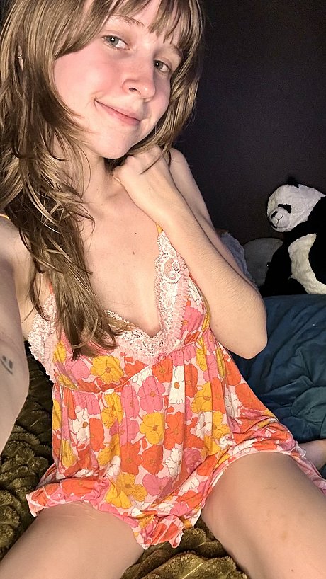 Attractive amateur young Teensy Bella poses seductively in her nightgown - Image 10 of 11  in Teen category   featuring Teensy Bella 