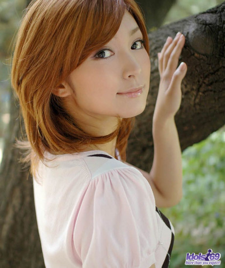 Fresh teenie Japanese slut girl woman with red hair shows her upskirt undies - #546443