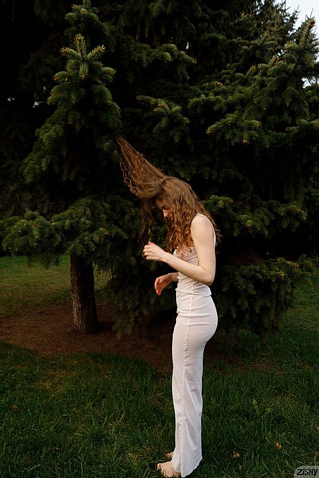 Ravishing braless amateur babe with humongous breasts posing in her white dress outside - Image 4 of 12  in Outdoor category   featuring Mitropoliya 