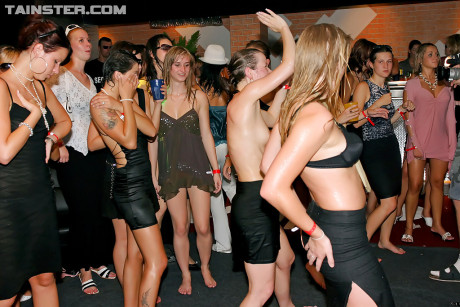 Lecherous MILFs enjoy a wild sex debauchery at the wet party in the night club - #484689