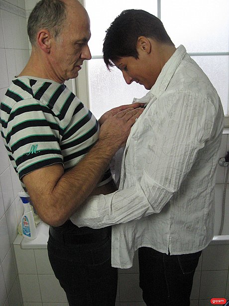 Short-haired German MILF gets her monstrous titties fucked in the bathroom - Image 5 of 15  in Hardcore category   featuring Eva Tedeschi 