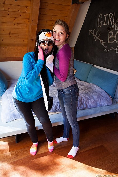 Petite coeds Ashli Orion & Lia Lor dons strap-ons for hot lesbian fuck fun - Image 1 of 18  in Lesbian category   featuring Lia Lor, Ashli Orion 