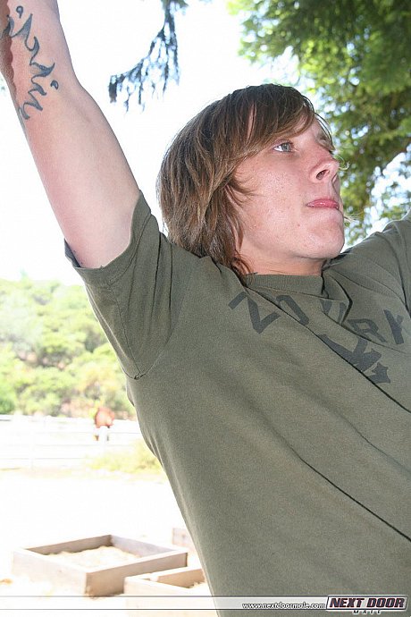 Amateur gay with amazing abs Skyler flaunts his monstrous meat outdoors - Image 1 of 20  in Gay category  