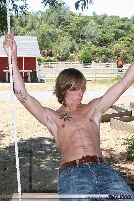 Amateur gay with amazing abs Skyler flaunts his monstrous meat outdoors - Image 2 of 20  in Gay category  
