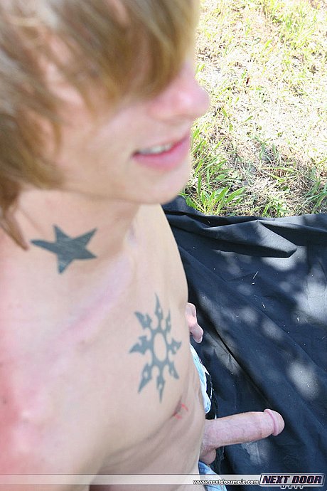 Amateur gay with amazing abs Skyler flaunts his monstrous meat outdoors - Image 12 of 20  in Gay category  