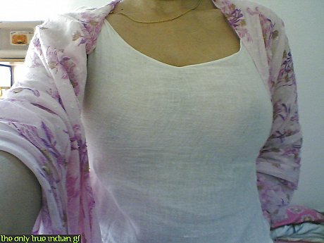 Indian bitch gf broad takes selfies in a mirror while wearing a see-through tank top - Image 6 of 10  in Close Up category  