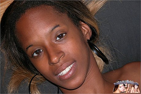 Skinny ebony whore girlfriend broad gets completely undressed while wearing huge hoop earrings - Image 6 of 12  in Pussy category  