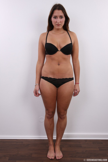 Amateur whore gf lady Michaela stands fully clothed prior to standing totally naked - #1198144