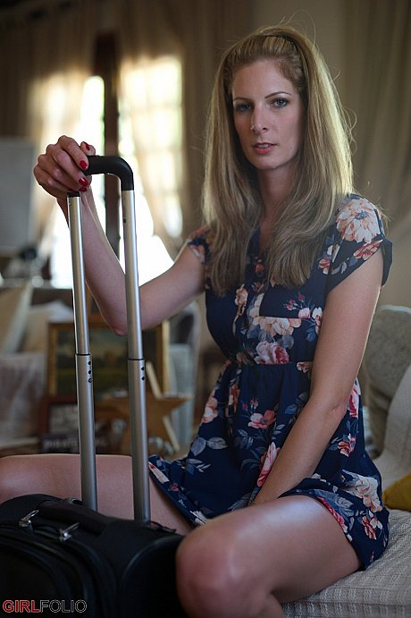 Leggy skank girlfriend woman Rebecca Leah exposes her upskirt panties before having a smoke
