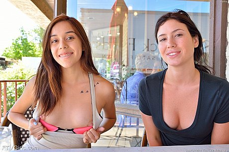 Fine teenie Sophie and her girl play with a large green cucumber - Image 1 of 20  in Masturbation category   featuring Kristina Bell, Janessa Price 