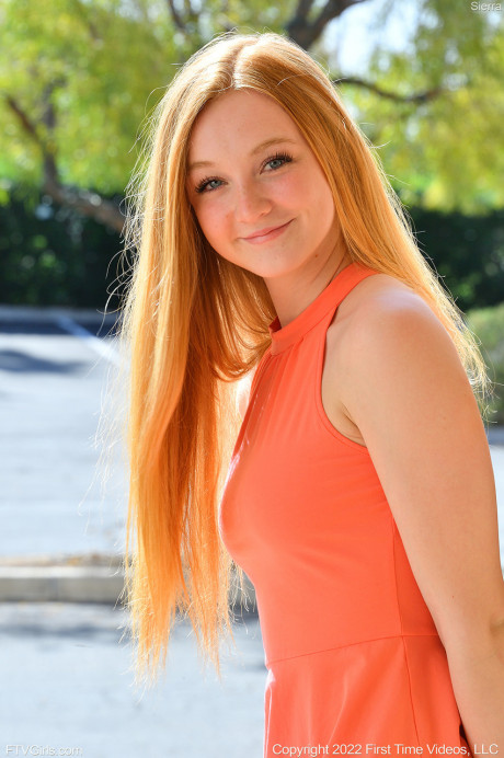 Natural ginger Sierra gets totally undressed on a winding staircase - #1216353