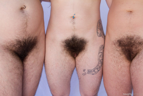 Americans Nikki Silver, Harley Hex & Kisa Fae strip & show their hairy bodies - #257479