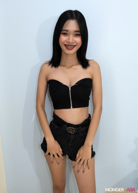 Ravishing charming Thai teen Bussaba goes unclothed at the casting & shows her titties - #1211617