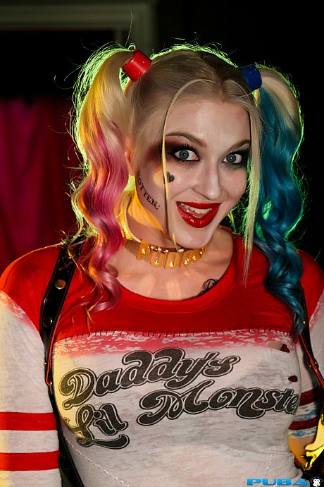 Crazy blondy slut gf broad Leya Falcon displays her large melons in fishnets - Image 3 of 21  in Pantyhose category   featuring Leya Falcon 