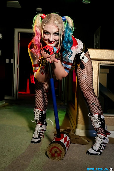 Crazy blondy slut gf broad Leya Falcon displays her large melons in fishnets - Image 4 of 21  in Pantyhose category   featuring Leya Falcon 