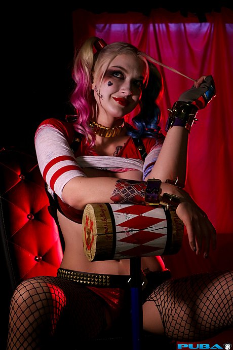 Crazy blondy slut gf broad Leya Falcon displays her large melons in fishnets - Image 18 of 21  in Pantyhose category   featuring Leya Falcon 