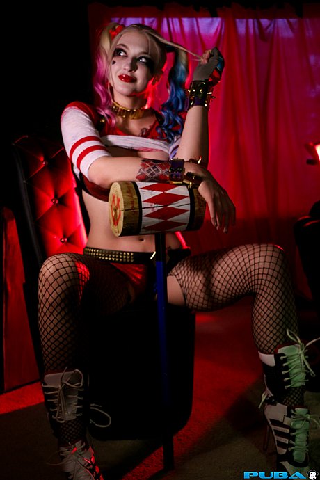 Crazy blondy slut gf broad Leya Falcon displays her large melons in fishnets - Image 19 of 21  in Pantyhose category   featuring Leya Falcon 