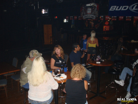 Blonde amateur cougar shows her shaved clam in the swinger night club - #1282930
