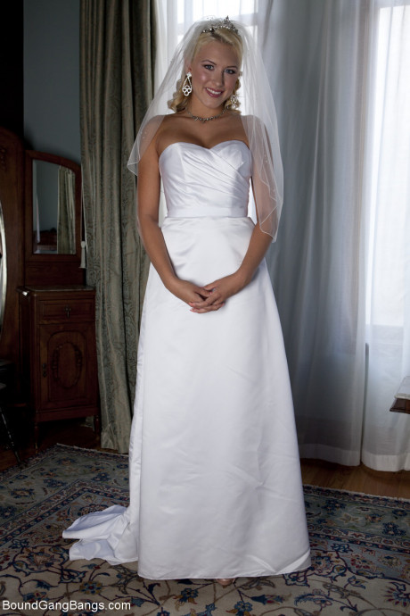 Blondy bride Katie Summers doffs her wedding dress & poses topless in undies - #44460