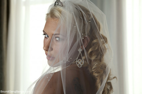 Blondy bride Katie Summers doffs her wedding dress & poses topless in undies - #44468