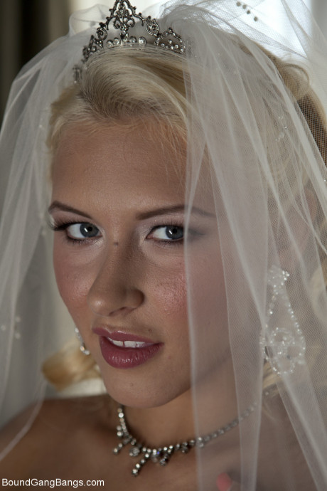 Blondy bride Katie Summers doffs her wedding dress & poses topless in undies - #44473
