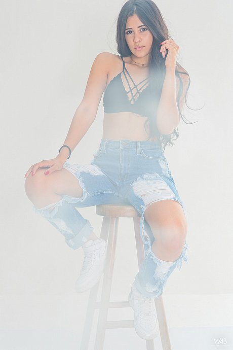 Glam babe Katie Arias doffs her ripped jeans & flaunts her big butt in panties - Image 9 of 21  in Teen category   featuring Katie Arias 