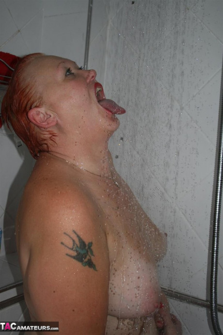 Older ginger head Valgasmic Exposed gets caught totally nude while in the shower - #1280279