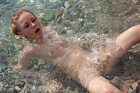 Petite babe Nox washing her perfectly shaped naked body in the sea - Image 5 of 20  in Model category   featuring Nox 