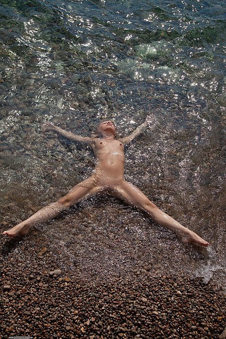 Petite babe Nox washing her perfectly shaped naked body in the sea - Image 12 of 20  in Model category   featuring Nox 