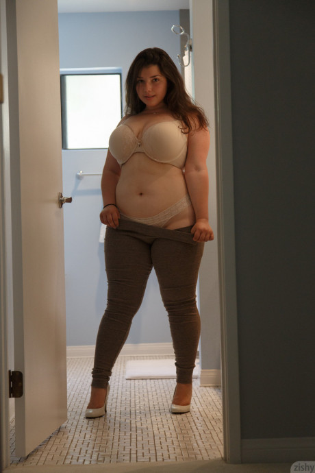 Fatty GF Carolina Munoz sheds sheer lingerie to tease nude in thong - #40242
