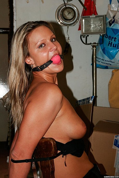 Ball-gagged and bound blonde Samantha gets her massive breasts exposed and groped - Image 21 of 21  in Bondage category   featuring Samantha 