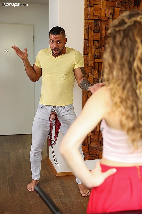 Curly haired young Sabrina Spice gets pounded on a armchair by the billiard table - Image 6 of 20  in Teen category   featuring Angelo Godshack, Sabrina Spice 