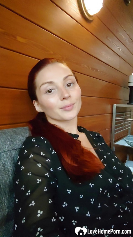 Beautiful redhead shows off her gigantic titties & her tattoos while taking nudes - #1349244