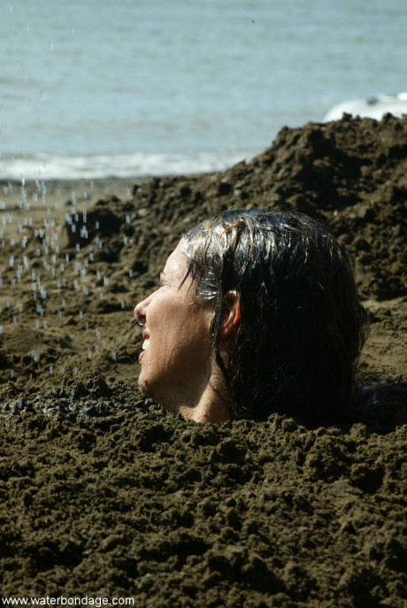 Bound lady with monstrous boobies Sasha Sparks gets buried in mud by her lezdom - #1099793