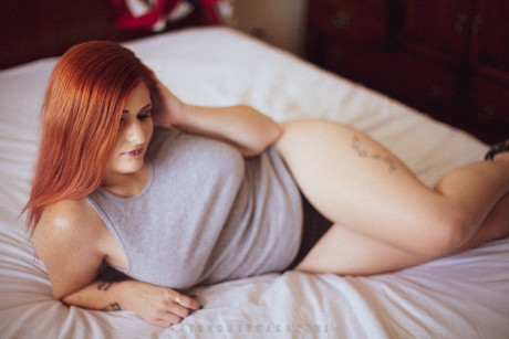 Chubby ginger flaunts her massive butt in an erotic solo in her bedroom - #1395183