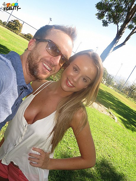 Gentle skank GF girl Alexis Adams boasts about her nice breasts to pro fucker