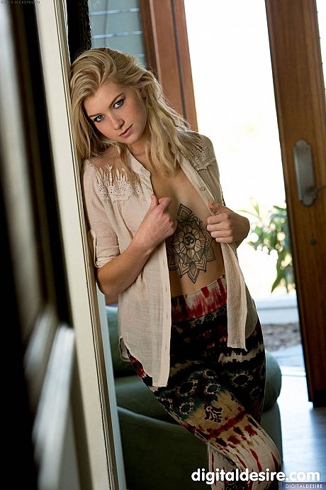 Glamorous blondie Arya Fae undresses & exposes her holes, small boobies & hot booty - Image 2 of 20  in Model category   featuring Arya Fae 