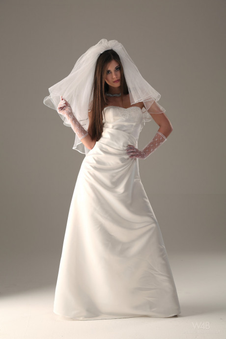 Pretty bride Little Caprice takes her wedding dress off & shows her hot pussy - #1180298
