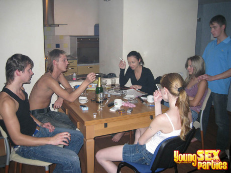 A group of teenie couples swap partners during drunk group sex - #1162545