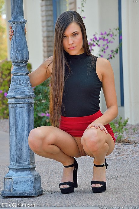 Incredibly ravishing babe in a pretty outfit Katy fists her bald vagina in public - Image 4 of 20  in Model category   featuring Rainey James 