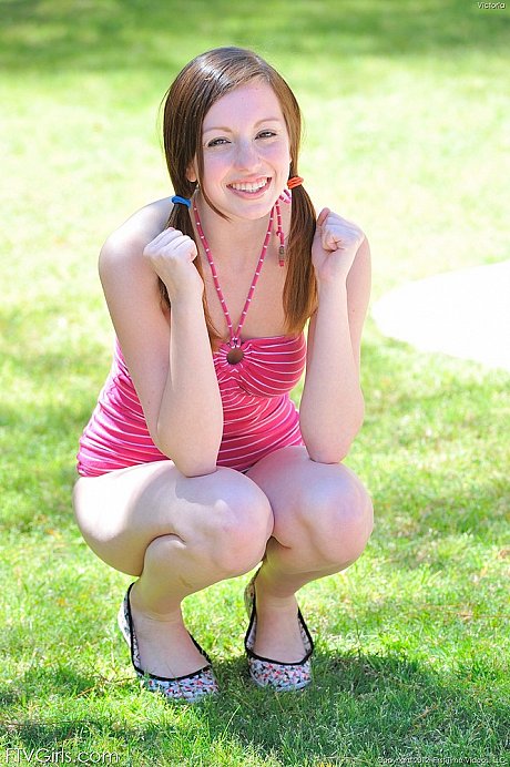 Nice young flashes pretty panties on the lawn inserting a garden hose in her twat - Image 5 of 15  in Pussy category   featuring Victoria 