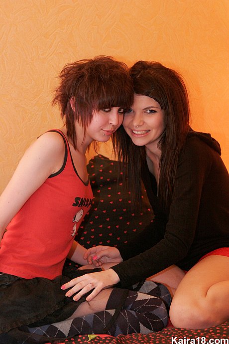 Barely legal emo teens Kaira 18 and a GF grind up against each other - Image 2 of 15  in Lesbian category   featuring Kaira 18