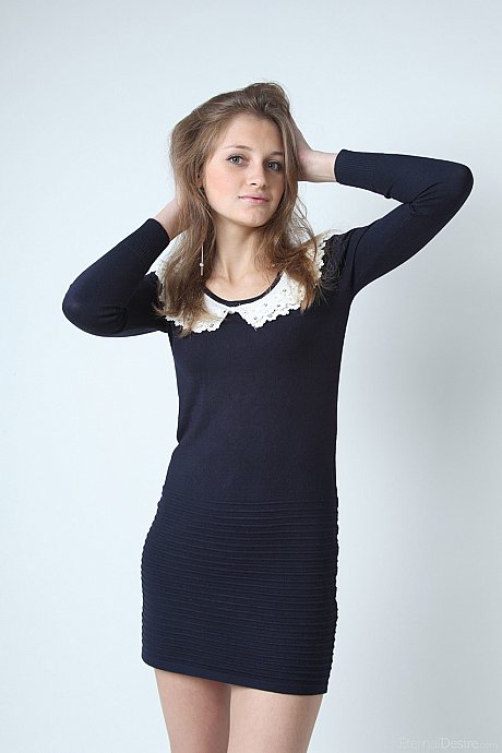 Adorable babe Linessa shows her beautiful body in a lovely dress & while undressed - Image 16 of 20  in Model category   featuring Linessa 