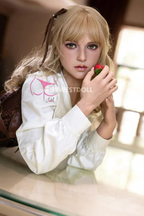 Silicone sex doll strips before getting finger screwed while standing - #1324440
