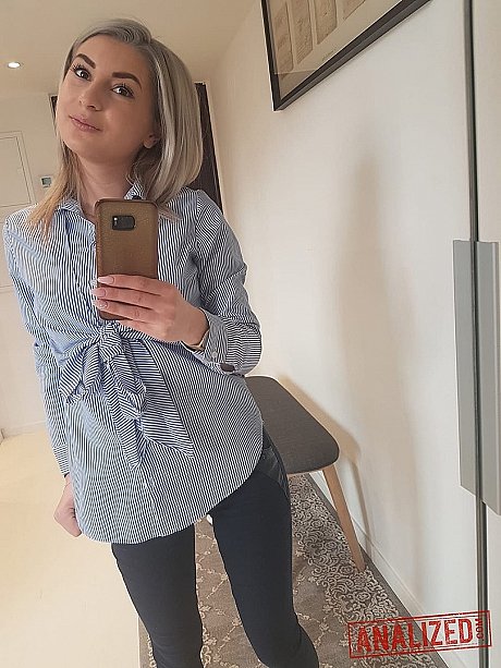 Amateur blondy Ari Fox reveals her small titties and poses in front of a camera - Image 1 of 20  in Teen category   featuring Ari Fox