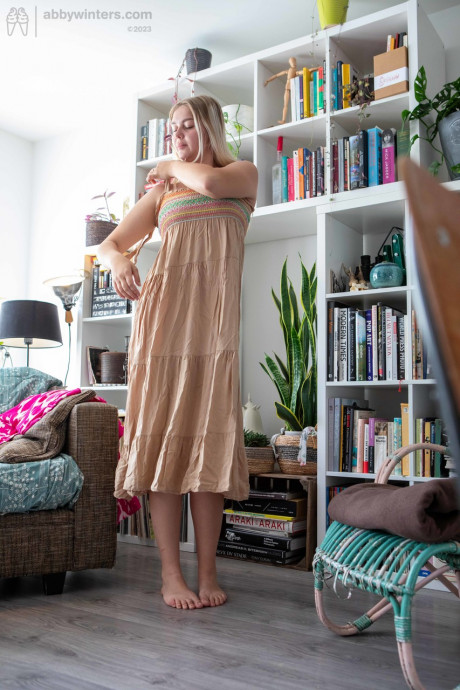 Curvy amateur teen Denise D teases with her curves while changing her clothes - #1538630