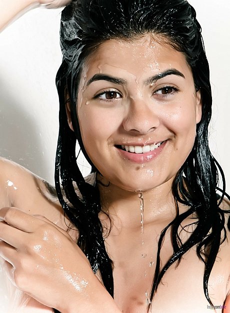 Naked and wet Desi girl woman covers up her boobies while taking a shower - Image 3 of 16  in Babe category   featuring Desi 