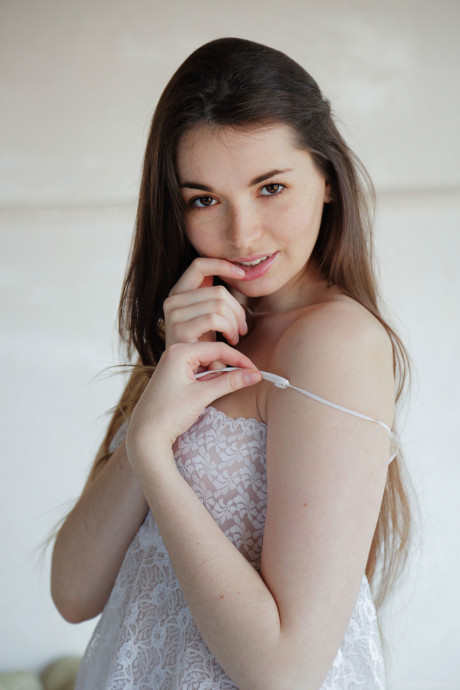 Hot Ukrainian babe Lukki Lima strips off her nightgown and rubs her twat - #1062687